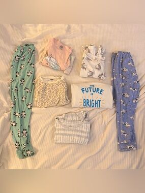 BULK Girls Pajamas | 5 Sets | 2 Additional Pants | Size: 10